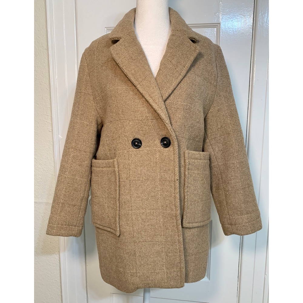 Zara Girls Double Breasted Brown Tweed Wool Blend Peacoat Gossip Girl / 11-12 - Picture 11 of 16